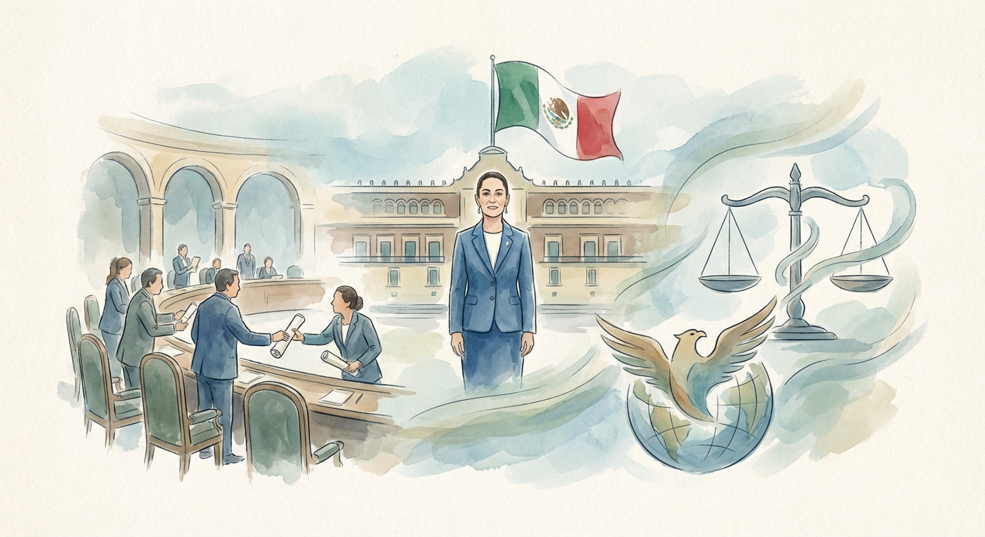 Illustration for Mexico Under Claudia Sheinbaum: How the First Female Mexican President Is Navigating Cartel Sovereignty, U.S. Pressure, and MORENA's Institutional Consolidation